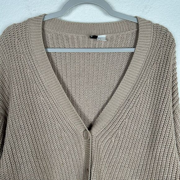 Divided Womens Sz M Womens cropped blocky cotton blend cardigan w/balloon sleeve - Picture 2 of 9